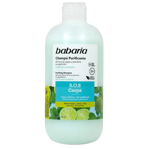 Babaria-champu-purificante-masokala-com-e1715981898618.webp شامپو ضدشوره باباریا Babaria حجم 500 میل - تصویر 1