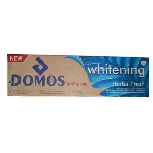 domos-whitening-herbal-fresh-toothpaste-masokala.com_.webp خمیر دندان دوموس Domos مدل Whitening وزن 180 گرم - تصویر 1